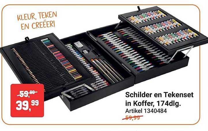 Schilder en Tekenset in Koffer, 174dlg.