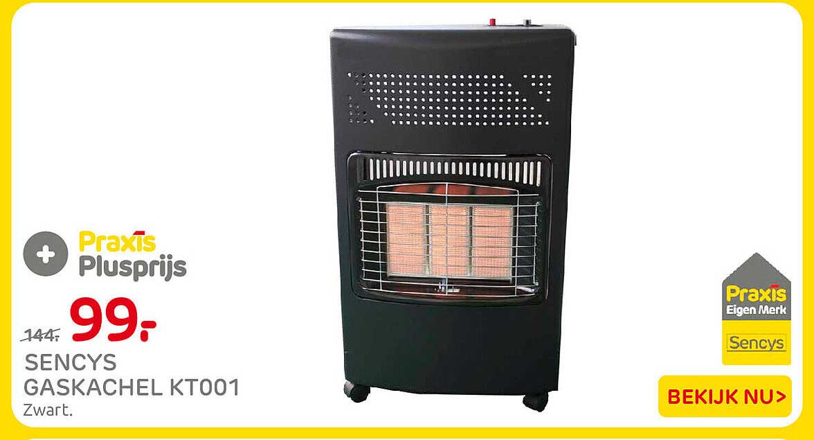 Sencys gaskachel KT001 zwart
