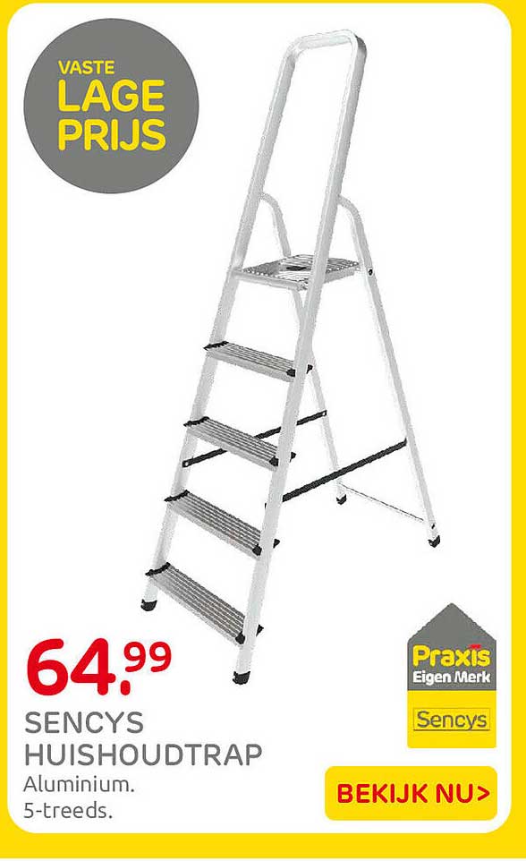Sencys huishoudtrap Aluminium. 5-treeds.