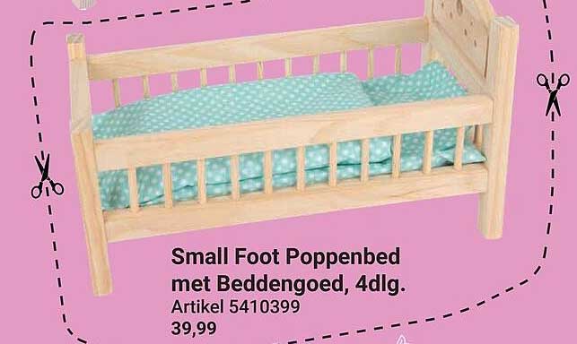 Small Foot Poppenbed met Beddengoed, 4dlg.