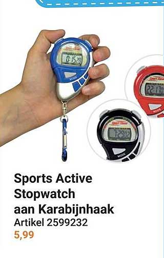 Sports Active Stopwatch aan Karabijnhaak Artikel 2599232