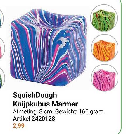 SquishDough Knijpkubus Marmer