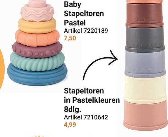 Stapeltoren in Pastelkleuren 8dlg.