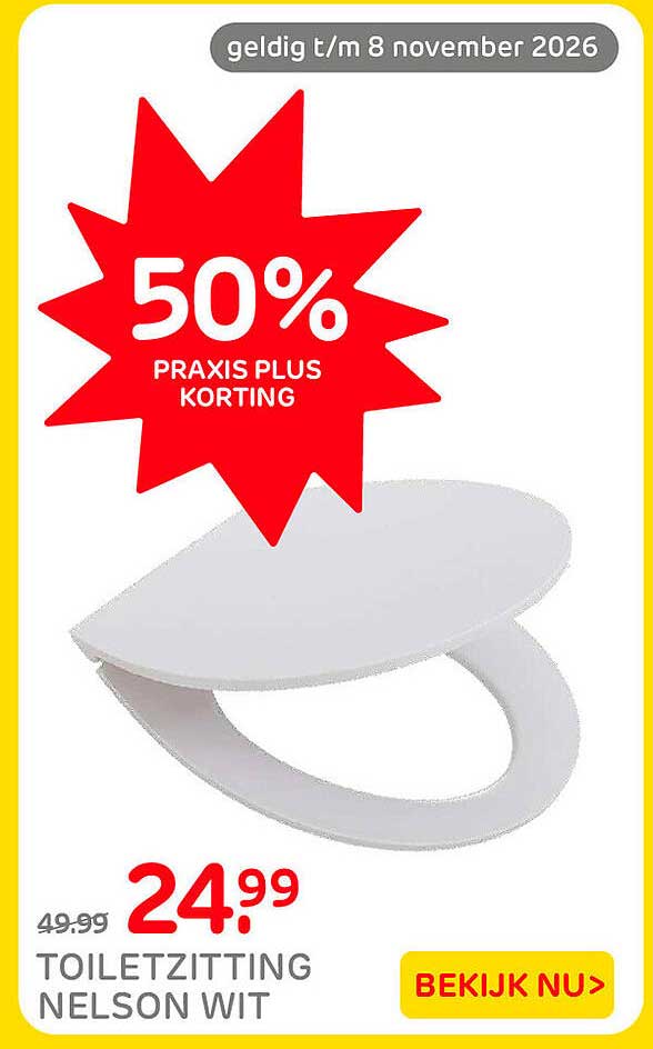 TOILETZITTING NELSON WIT 50% PRAXIS PLUS KORTING