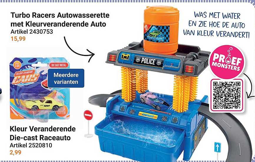 Turbo Racers Autowasserette met Kleurveranderende Auto