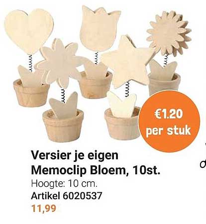 Versier je eigen Memoclip Bloem, 10st.
