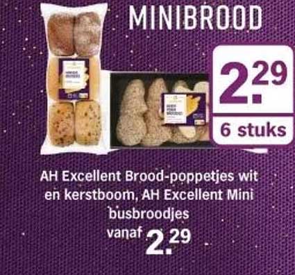 AH Excellent Brood-poppetjes wit en kerstboom, AH Excellent Mini busbroodjes