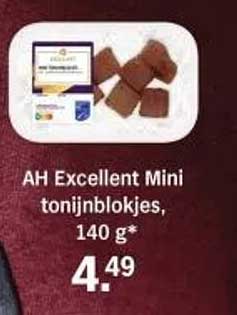 AH Excellent Mini tonijnblokjes, 140 g*