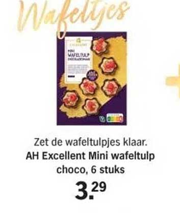 AH Excellent Mini wafel-tulp choco, 6 stuks