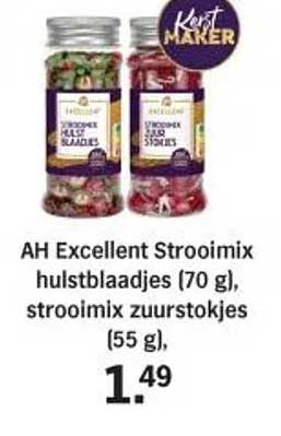 AH Excellent Strooimix hulstblaadjes (70 g), strooimix zuurstokjes (55 g)