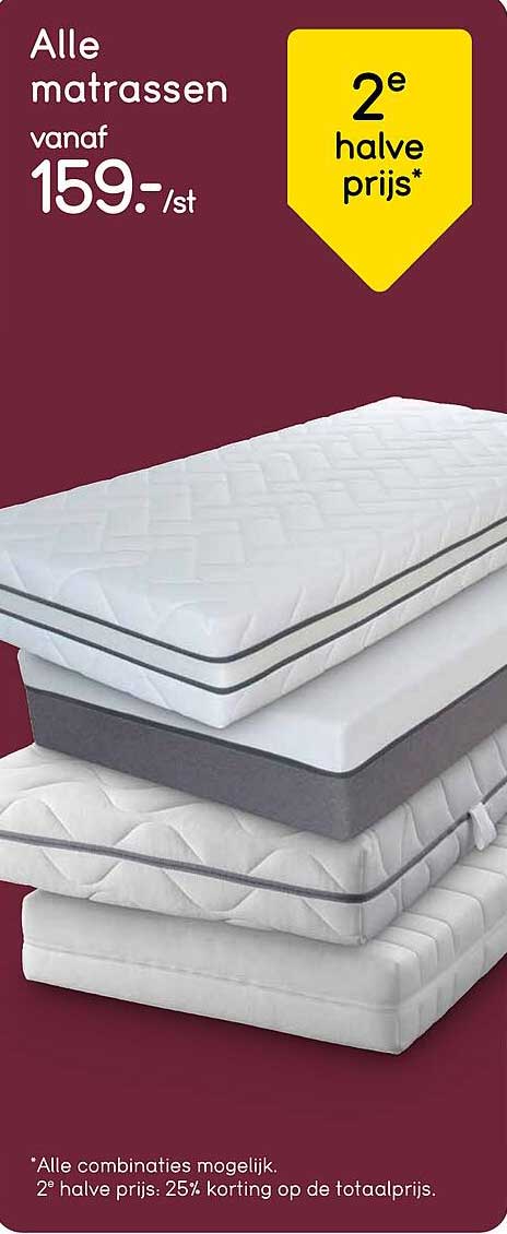 Alle matrassen vanaf 159:- /st