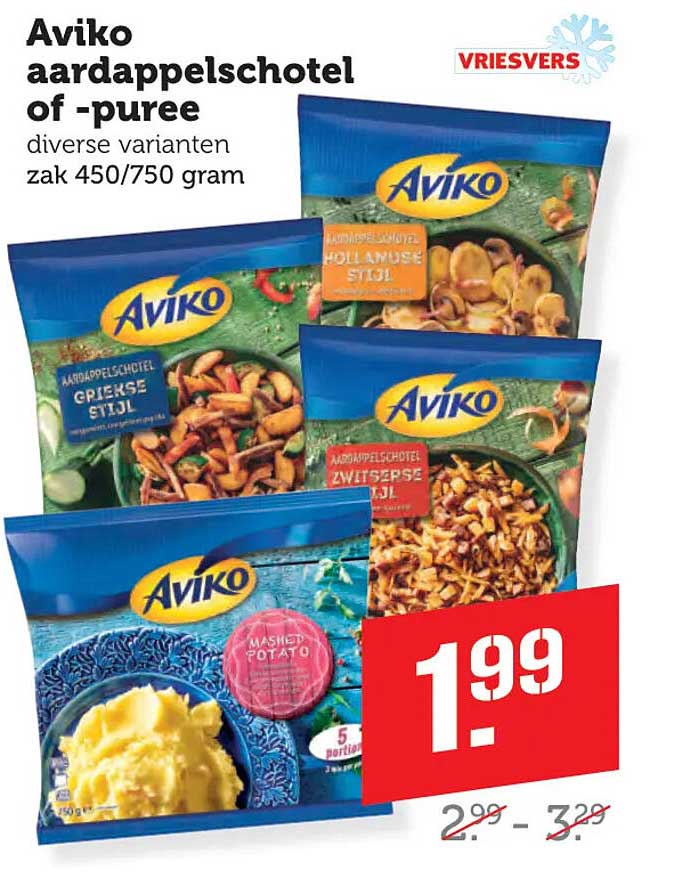 Aviko aardappelschotel of -puree diverse varianten zak 450/750 gram
