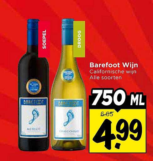 Barefoot Wijn - Californiische wijn, Alle soorten