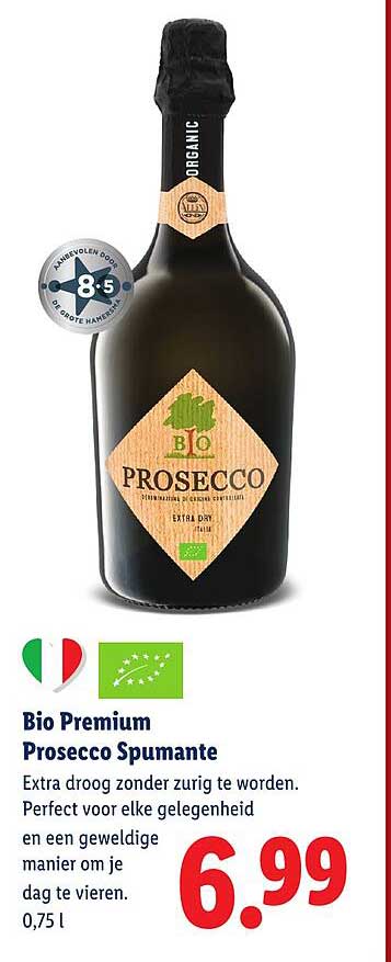 Bio Premium Prosecco Spumante Aanbieding bij Lidl - FolderFeest.nl