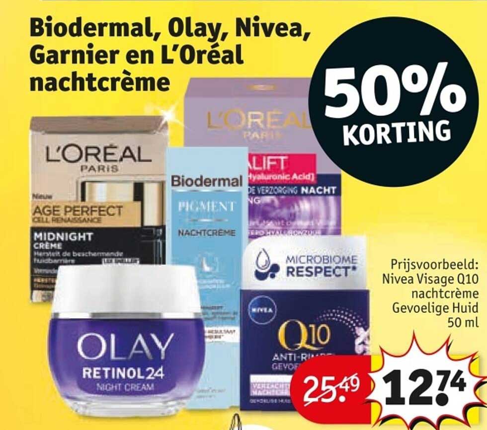 Biodermal, Olay, Nivea, Garnier en L’Oréal nachtcrème