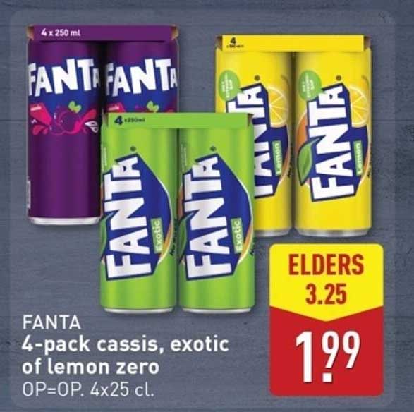 FANTA 4-pack cassis, exotic of lemon zero