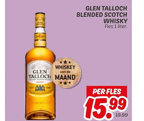 GLEN TALLOCH BLENDED SCOTCH WHISKY Fles 1 liter