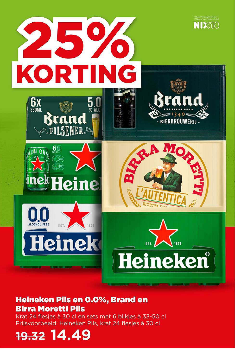 Heineken Pils en 0.0%, Brand en Birra Moretti Pils