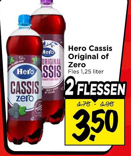 Hero Cassis Original of Zero Fles 1,25 liter