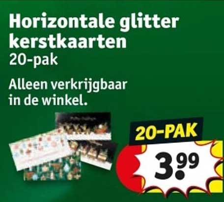 Horizontale glitter kerstkaarten 20-pak