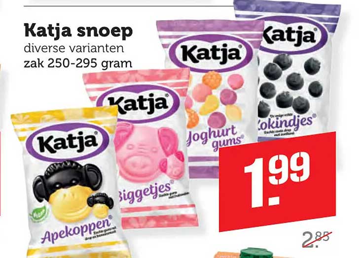 Katja snoep diverse varianten zak 250-295 gram