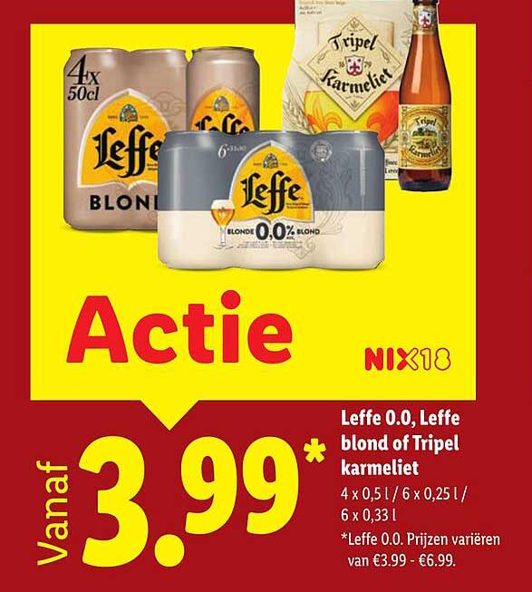 Leffe 0,0, Leffe blond of Tripel karmeliet