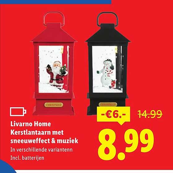 Livarno Home Kerstlantaarnaarn met sneeuweffect & muziek