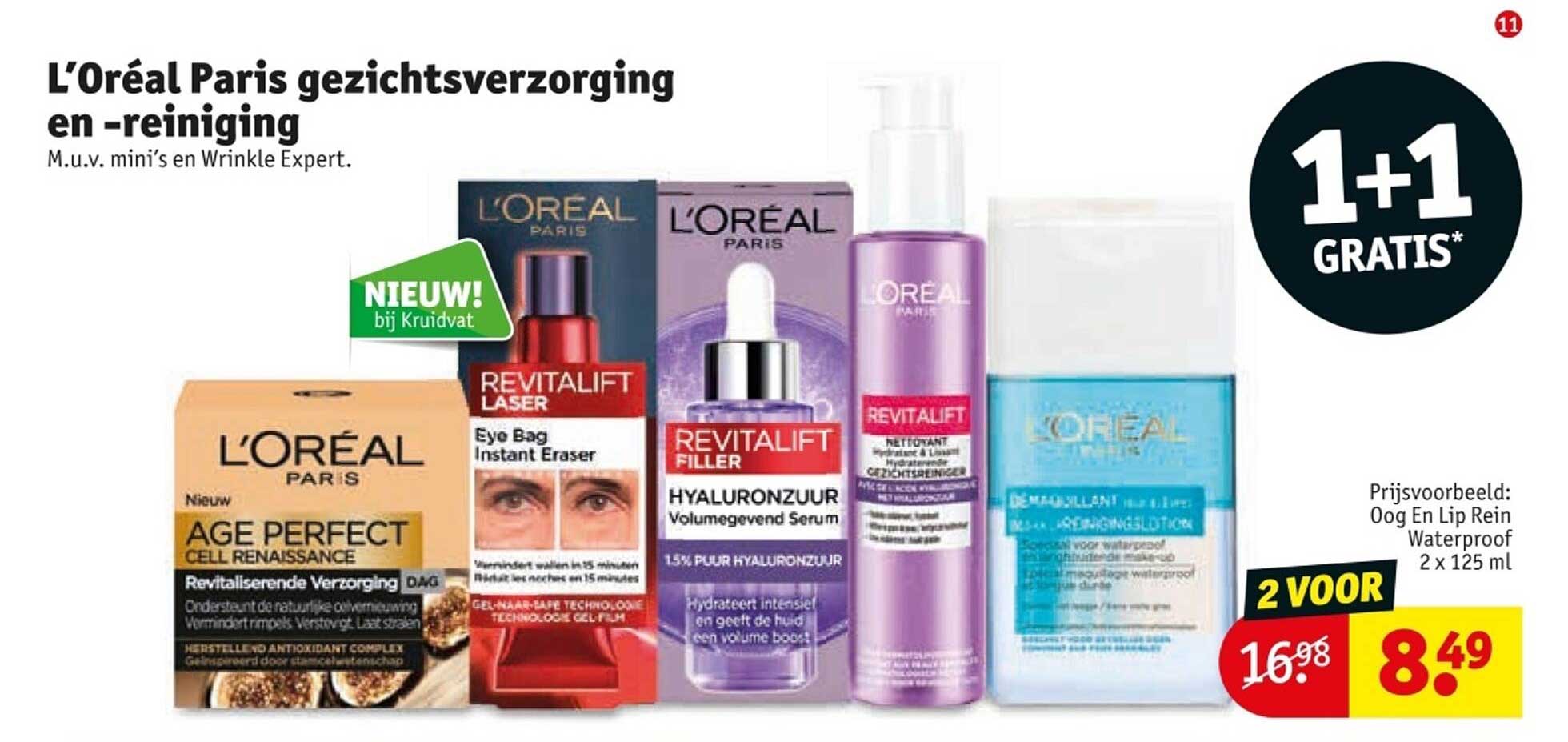 L’Oréal Paris gezichtsverzorging en -reiniging M.u.v. mini’s en Wrinkle Expert.