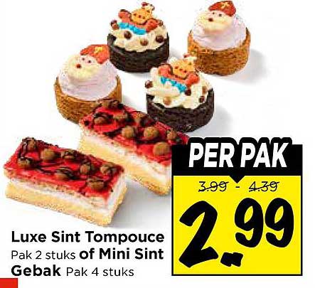 Luxe Sint Tompouce Pak 2 stuks of Mini Sint Gebak Pak 4 stuks