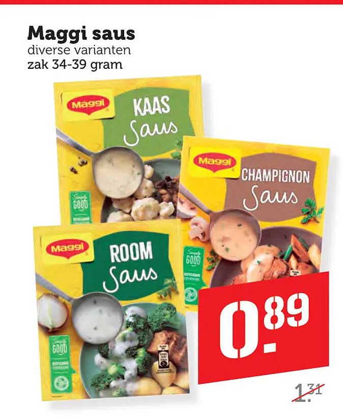 Maggi saus diverse varianten zak 34-39 gram