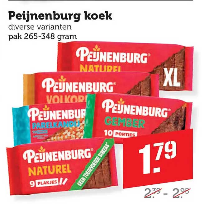 Peijnenburg koek diverse varianten pak 265-348 gram