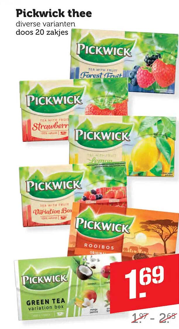 Pickwick thee diverse varianten doos 20 zakjes