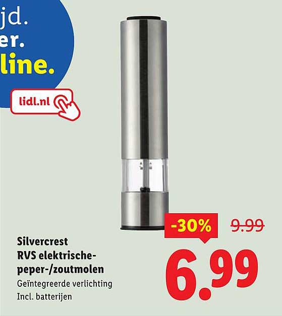 Silvercrest RVS elektrische-peper-/zoutmolen