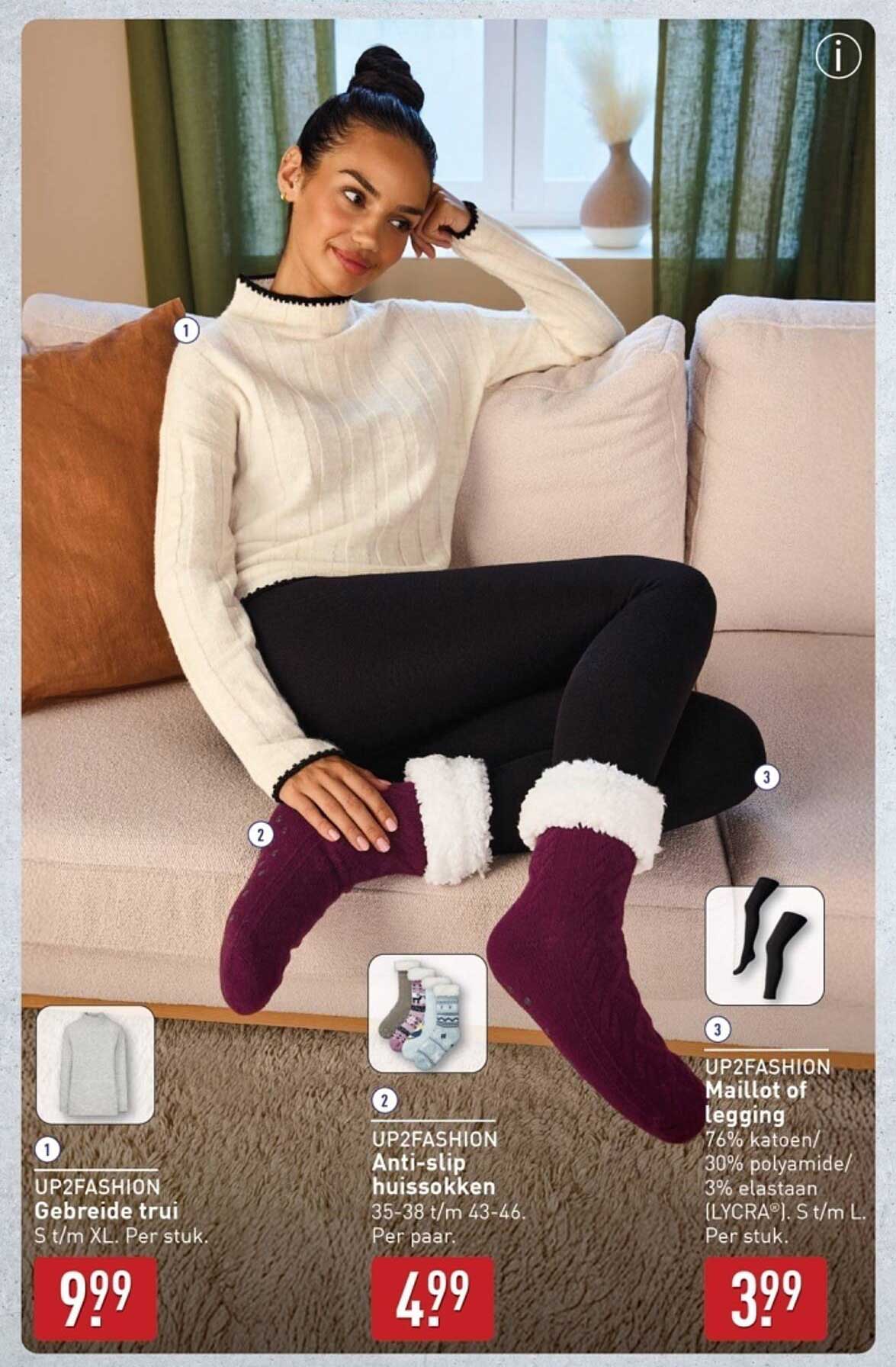 UP2FASHION Anti-slip huissokken 35-38 t/m 43-46. Per paar.