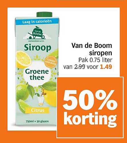 Van de Boom siropen Pak 0.75 liter van 2.99 voor 1.49