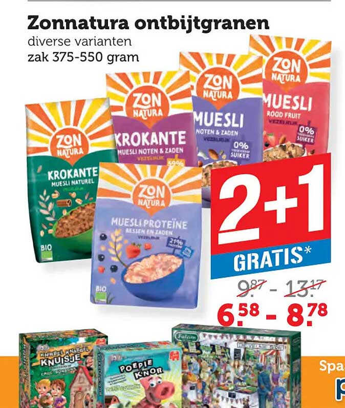 Zonnatura ontbijtgranen diverse varianten zak 375-550 gram