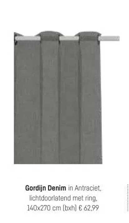 Gordijn Denim in Antraciet, lichtdoorlatend met ring, 140x270 cm (bxh) € 62,99