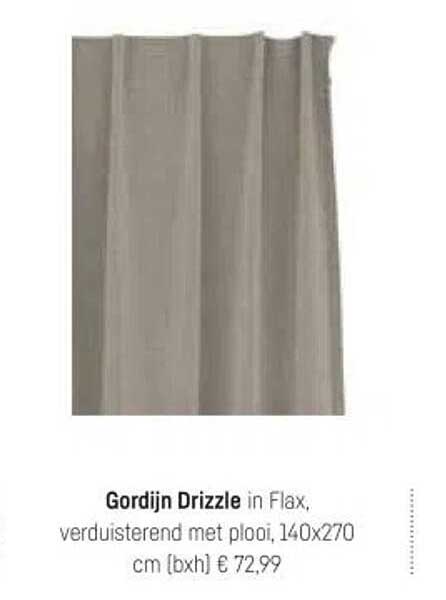 Gordijn Drizzle in Flax, verduisterend met plooi, 140x270 cm (bxh) € 72,99