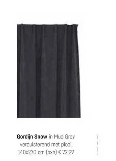 Gordijn Snow in Mud Grey, verduisterend met plooi, 140x270 cm (bxh) € 72,99