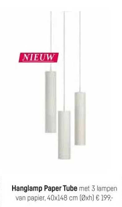 Hanglamp Paper Tube met 3 lampen van papier, 40x148 cm (Øxh) € 199