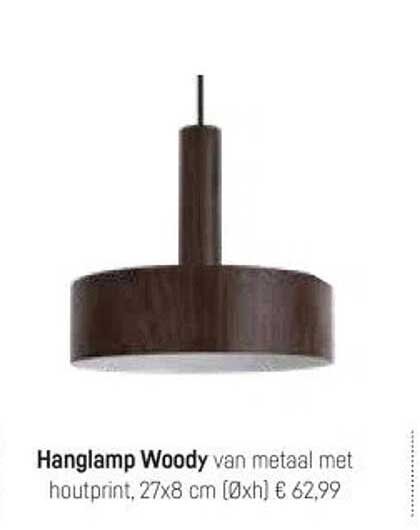 Hanglamp Woody van metaal met houtprint, 27x8 cm (Øxh) € 62,99