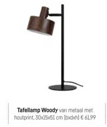 Tafellamp Woody van metaal met houtprint, 30x15x51 cm (bxdxh) € 61,99