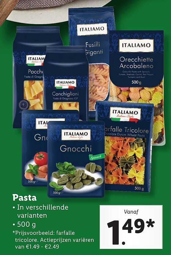 Pasta in verschillende varianten