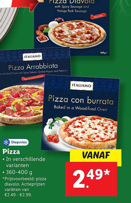 Pizza in verschillende varianten 360-400 g