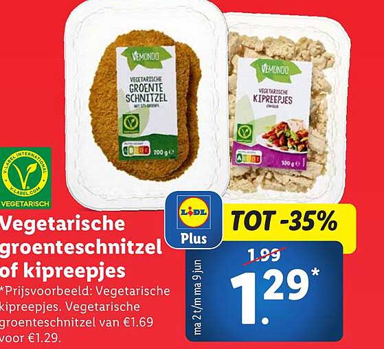 Vegetarische groentenschnitzel of kipreepjes