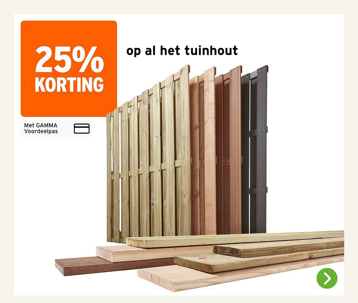 25% korting op al het tuinhout