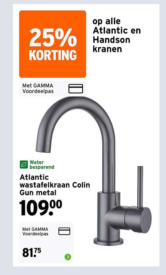 25% KORTING op alle Atlantic en Handson kranen