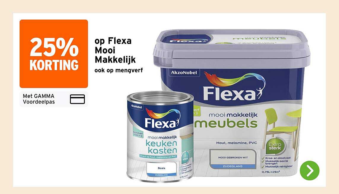 25% korting op Flexa Mooi Makkelijk ook op mengverf