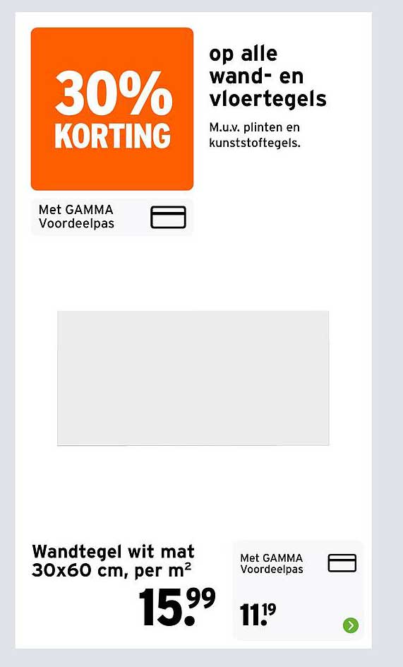 30% KORTING op alle wand- en vloertegels