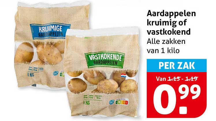 Aardappelen kruimig of vastkokend Alle zakken van 1 kilo PER ZAK